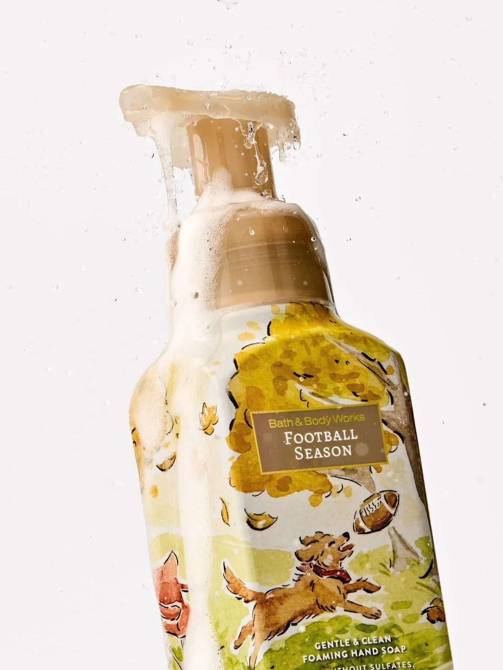 Bath & Body Works Football Season Foaming Hand Soap X3  Tan Pump With Dog Puppy